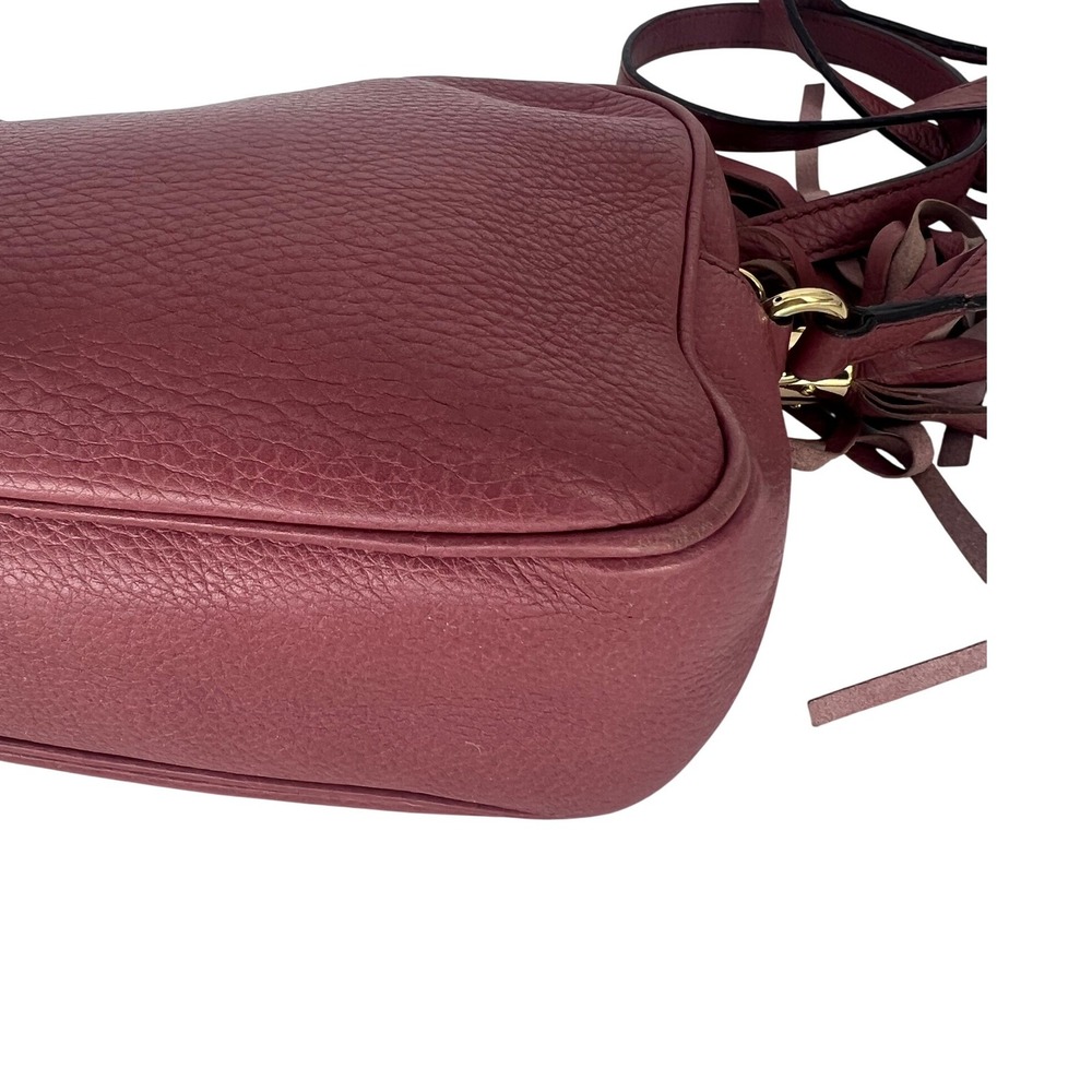 Gucci Soho Disco Crossbody Bag Pink Pebbled Leather Tassel Shoulder Bag - Picture 15 of 16